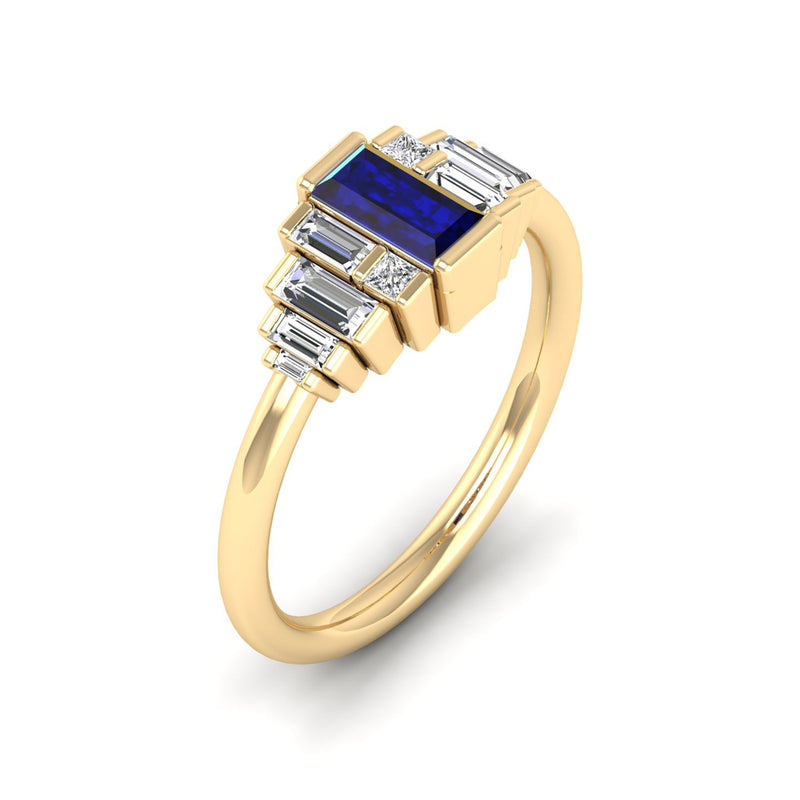 14K Yellow Gold - Sapphire