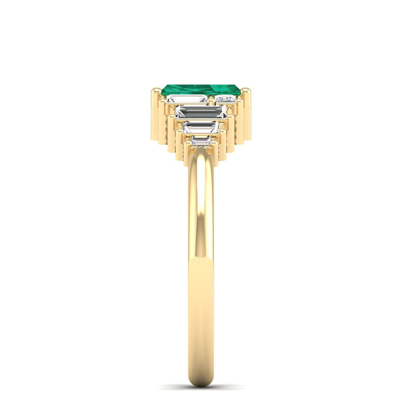 14K Yellow Gold - Emerald