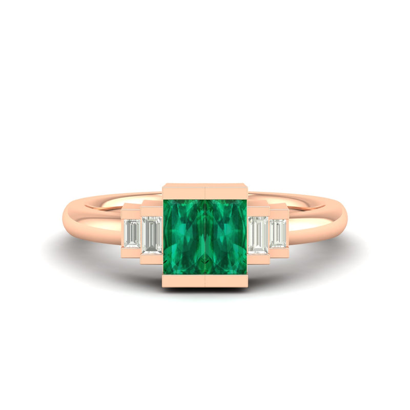 14K Rose Gold - Emerald