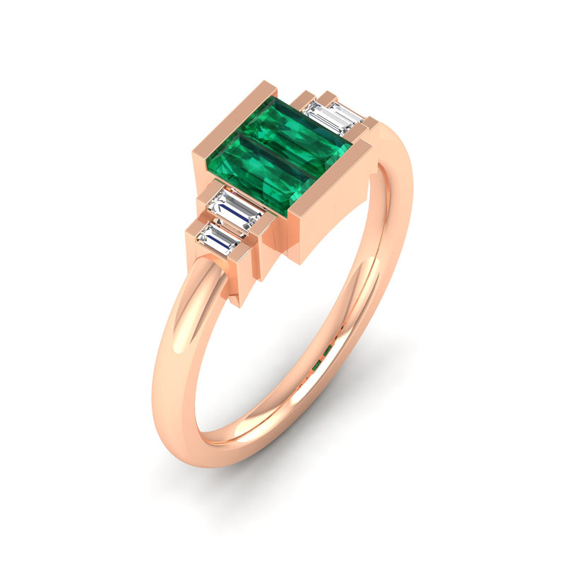 14K Rose Gold - Emerald