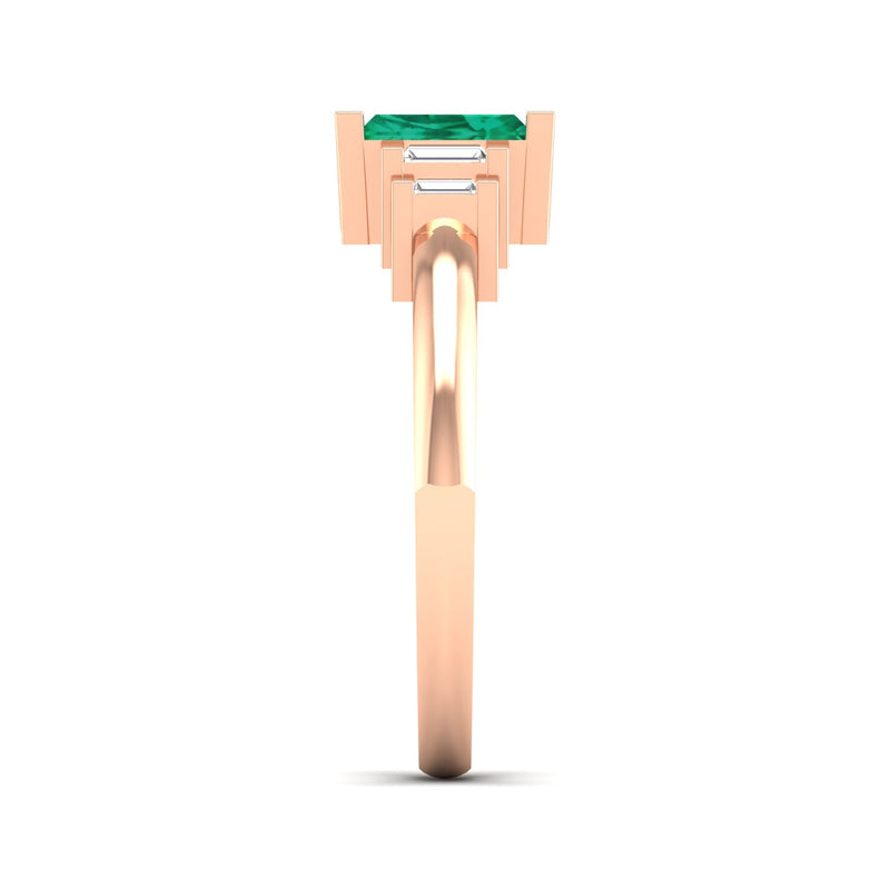 14K Rose Gold - Emerald
