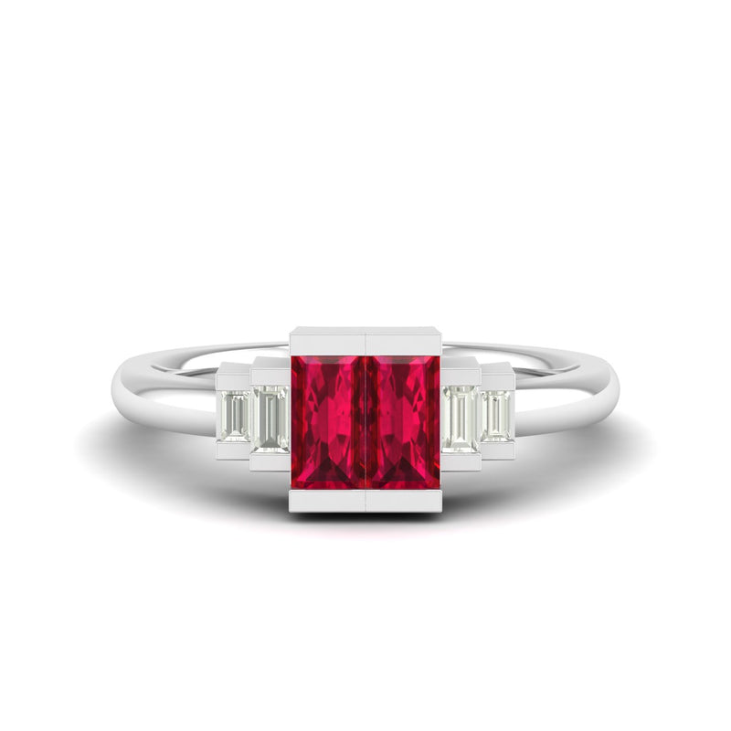 14K White Gold - Ruby