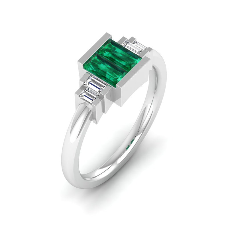 14K White Gold - Emerald