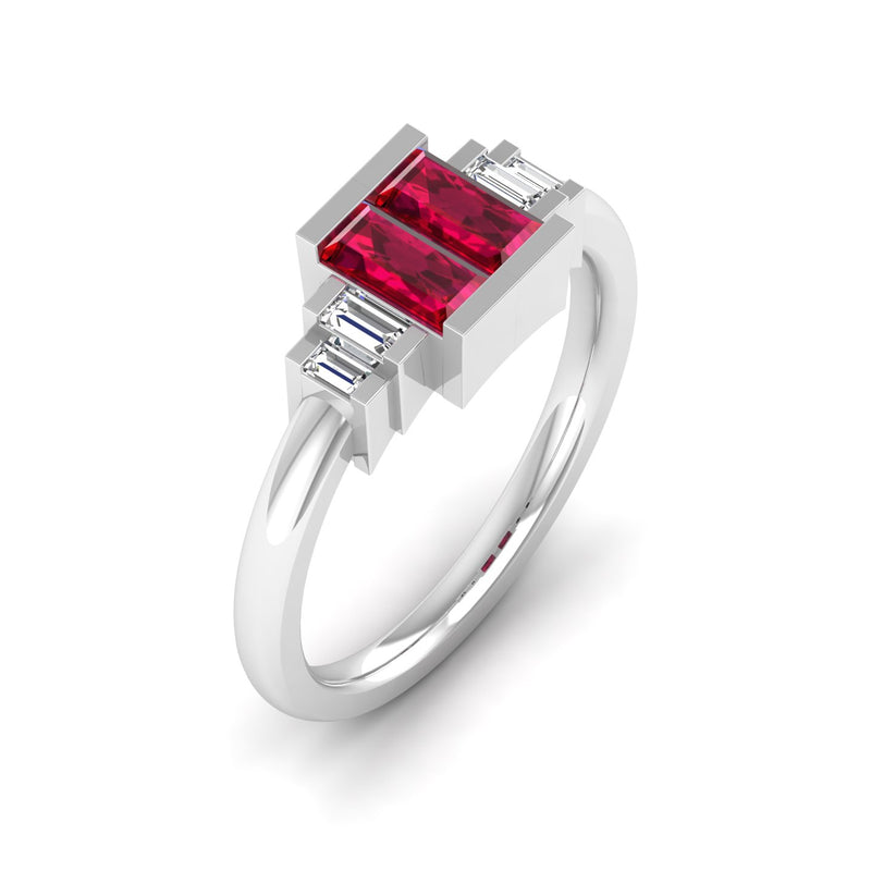 14K White Gold - Ruby