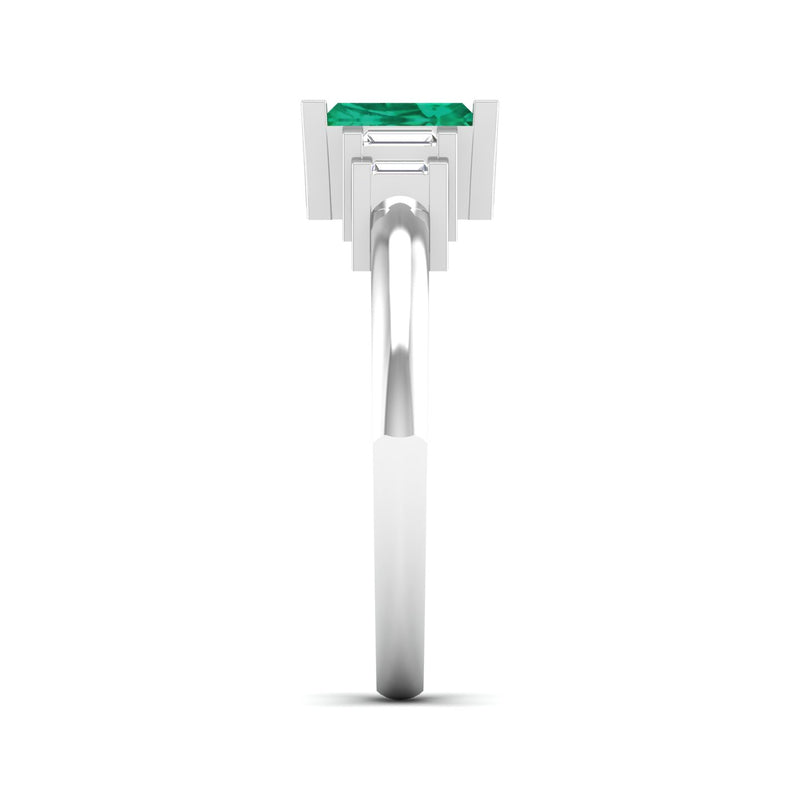 14K White Gold - Emerald