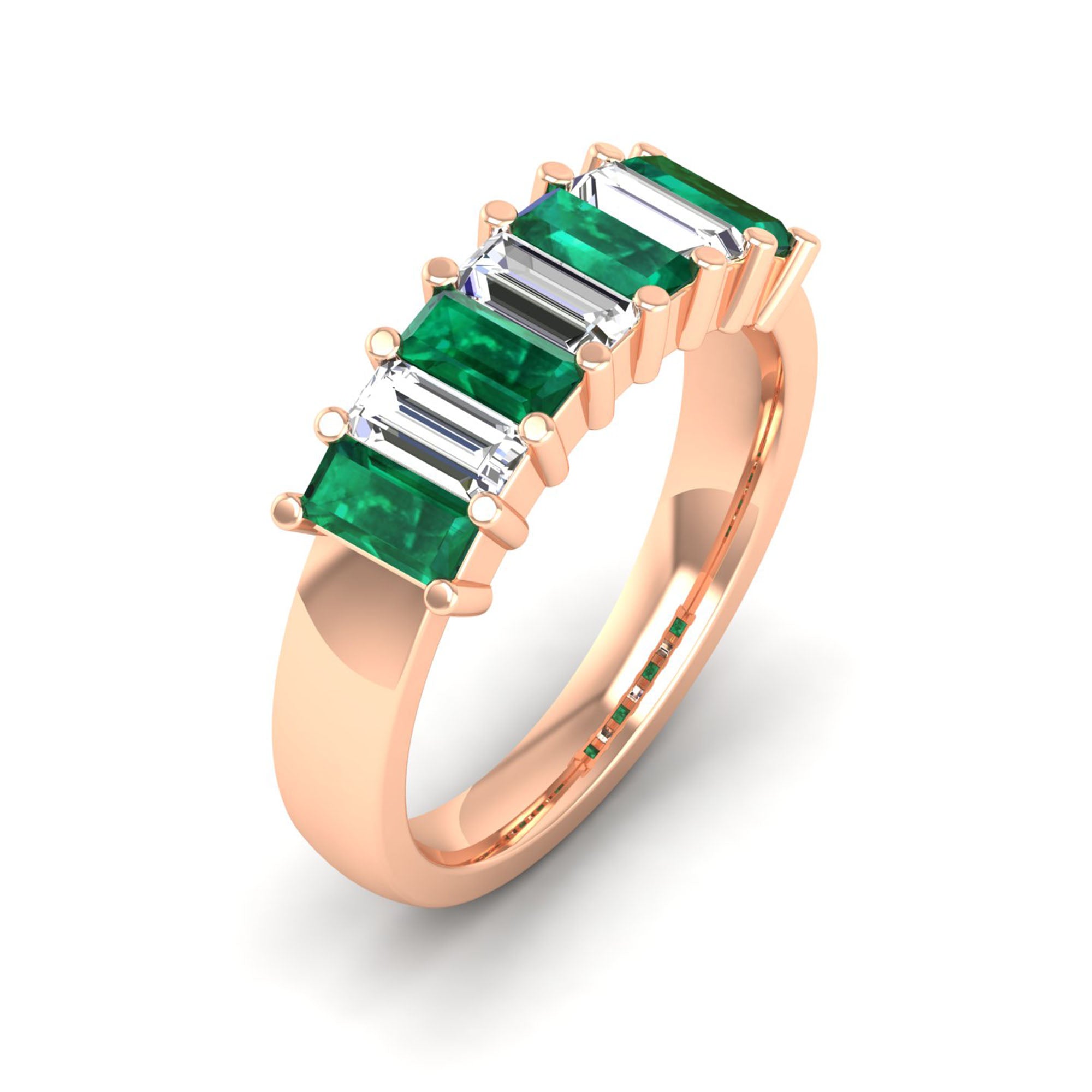 14K Rose Gold - Emerald