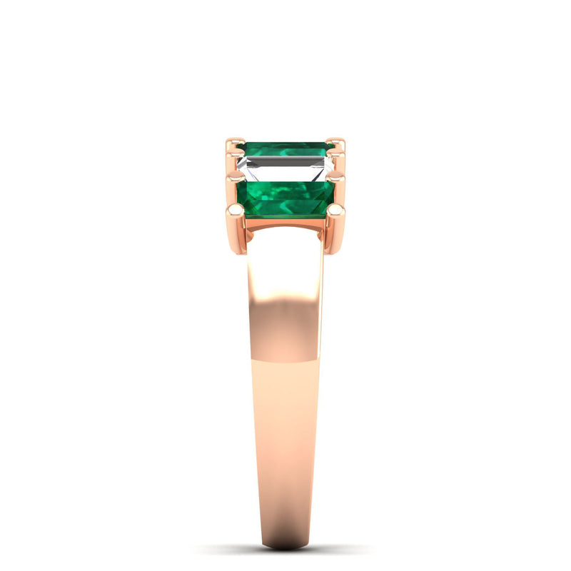 14K Rose Gold - Emerald