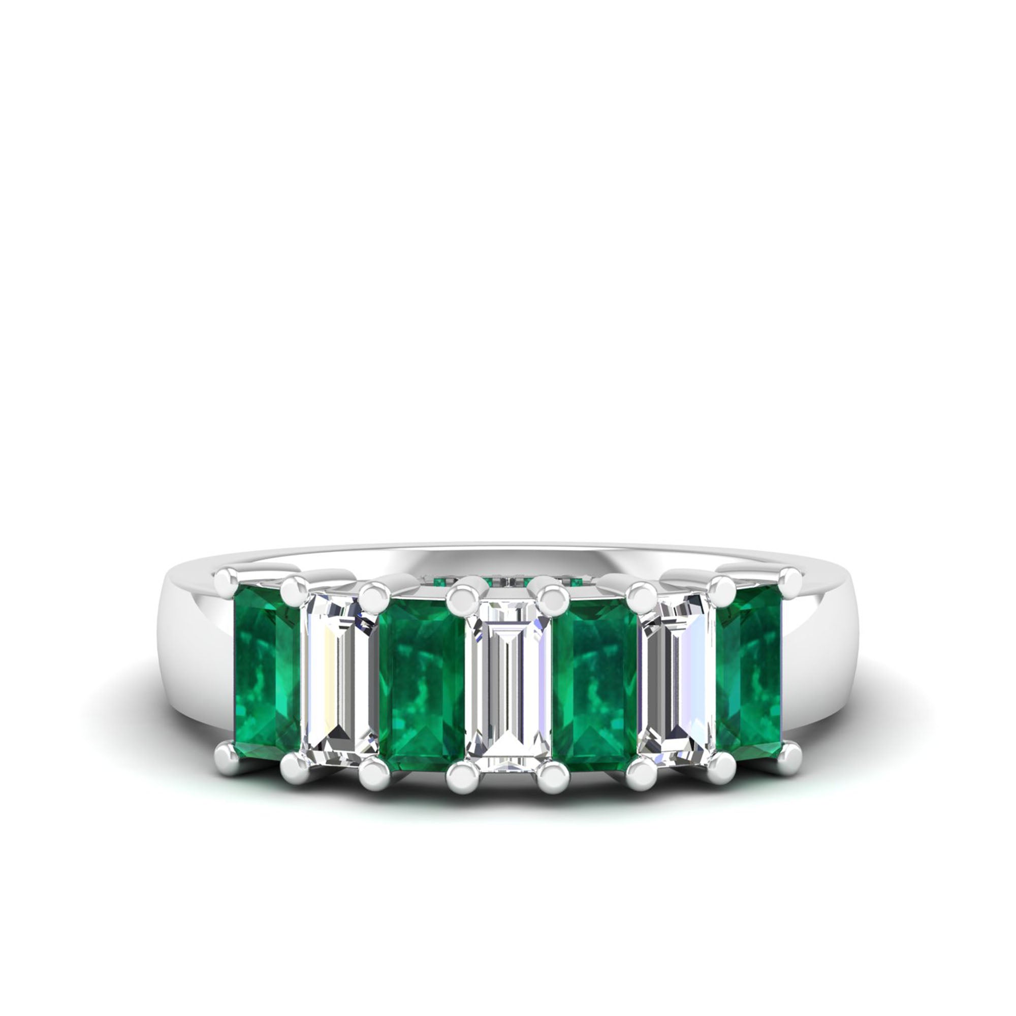 14K White Gold - Emerald
