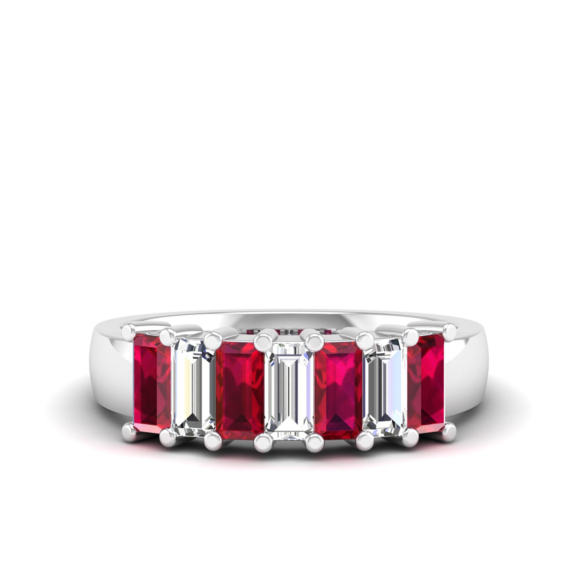 14K White Gold - Ruby