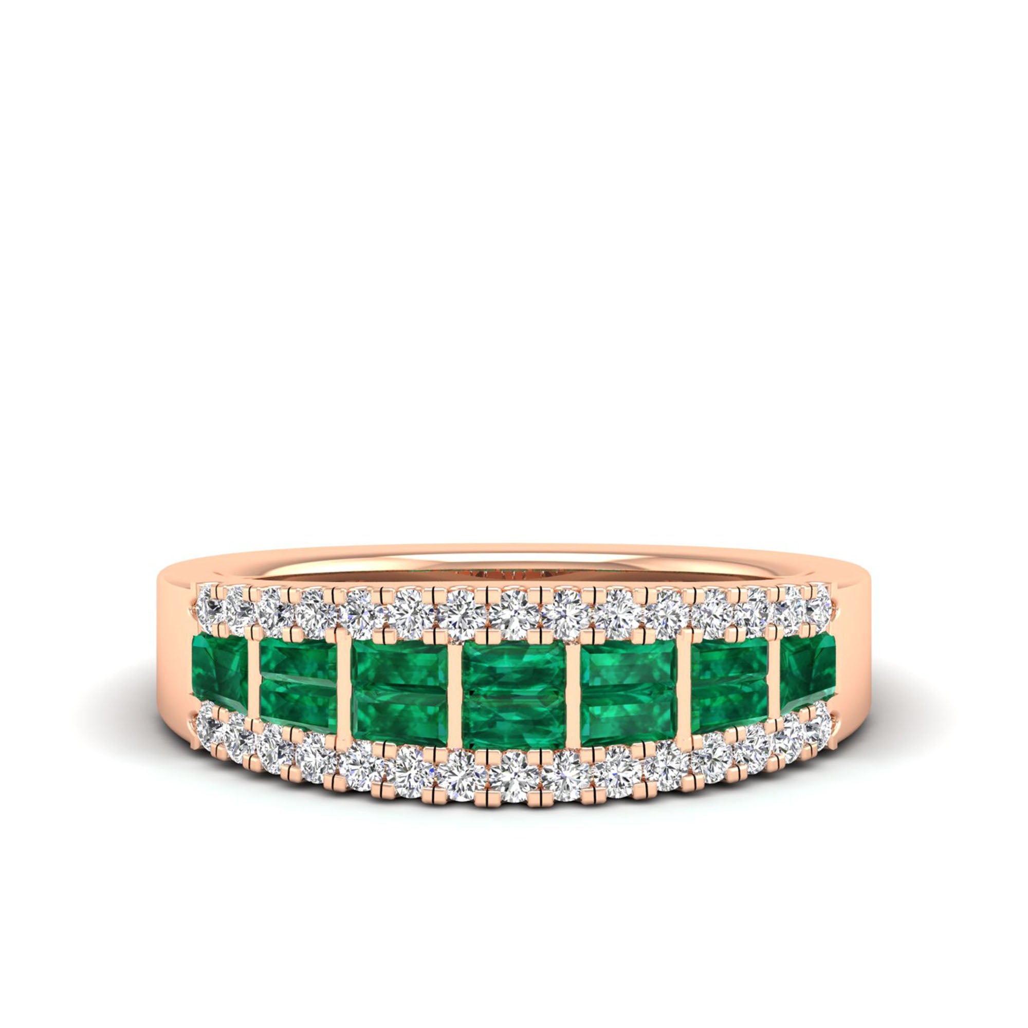 14K Rose Gold - Emerald