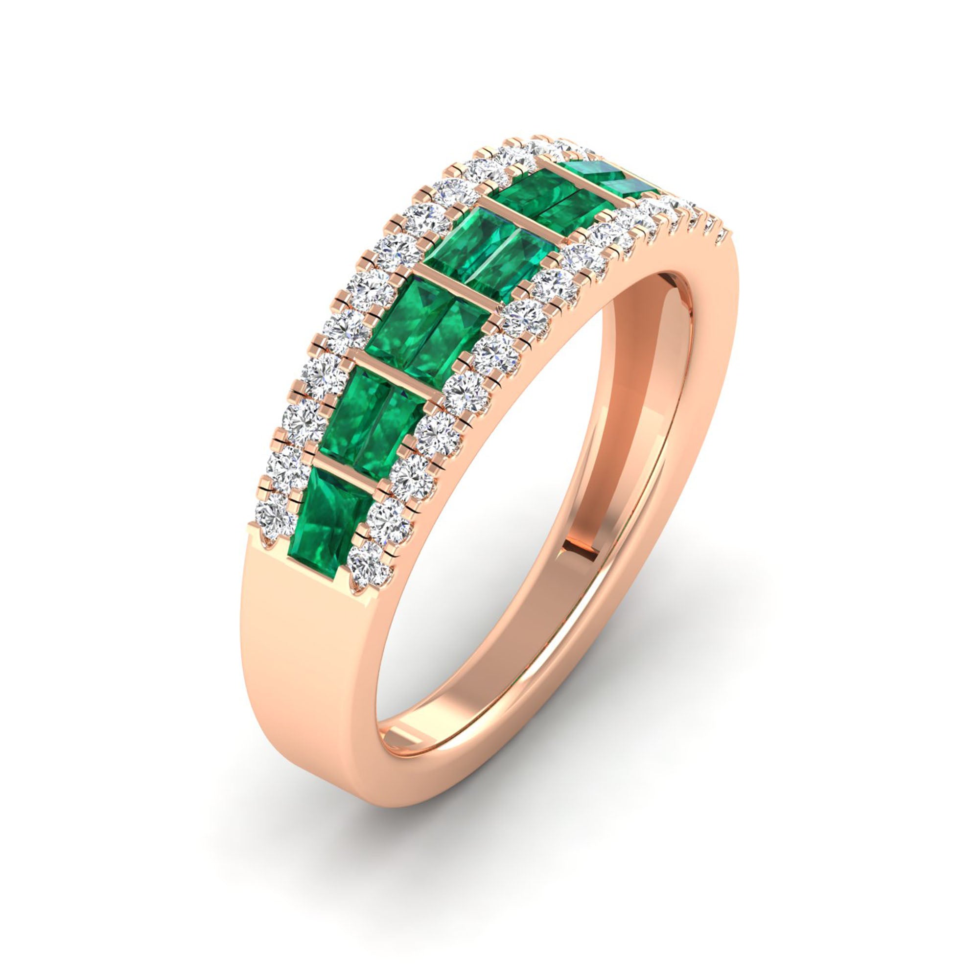 14K Rose Gold - Emerald