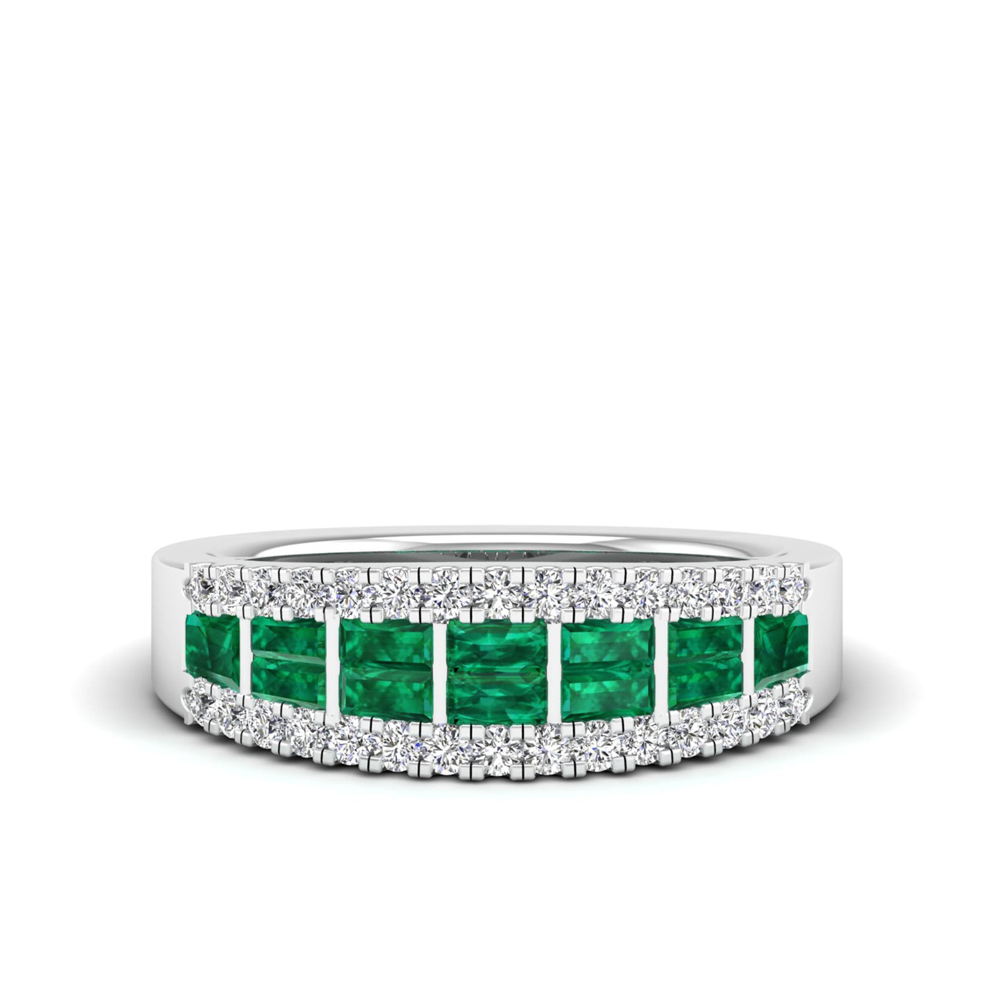 14K White Gold - Emerald