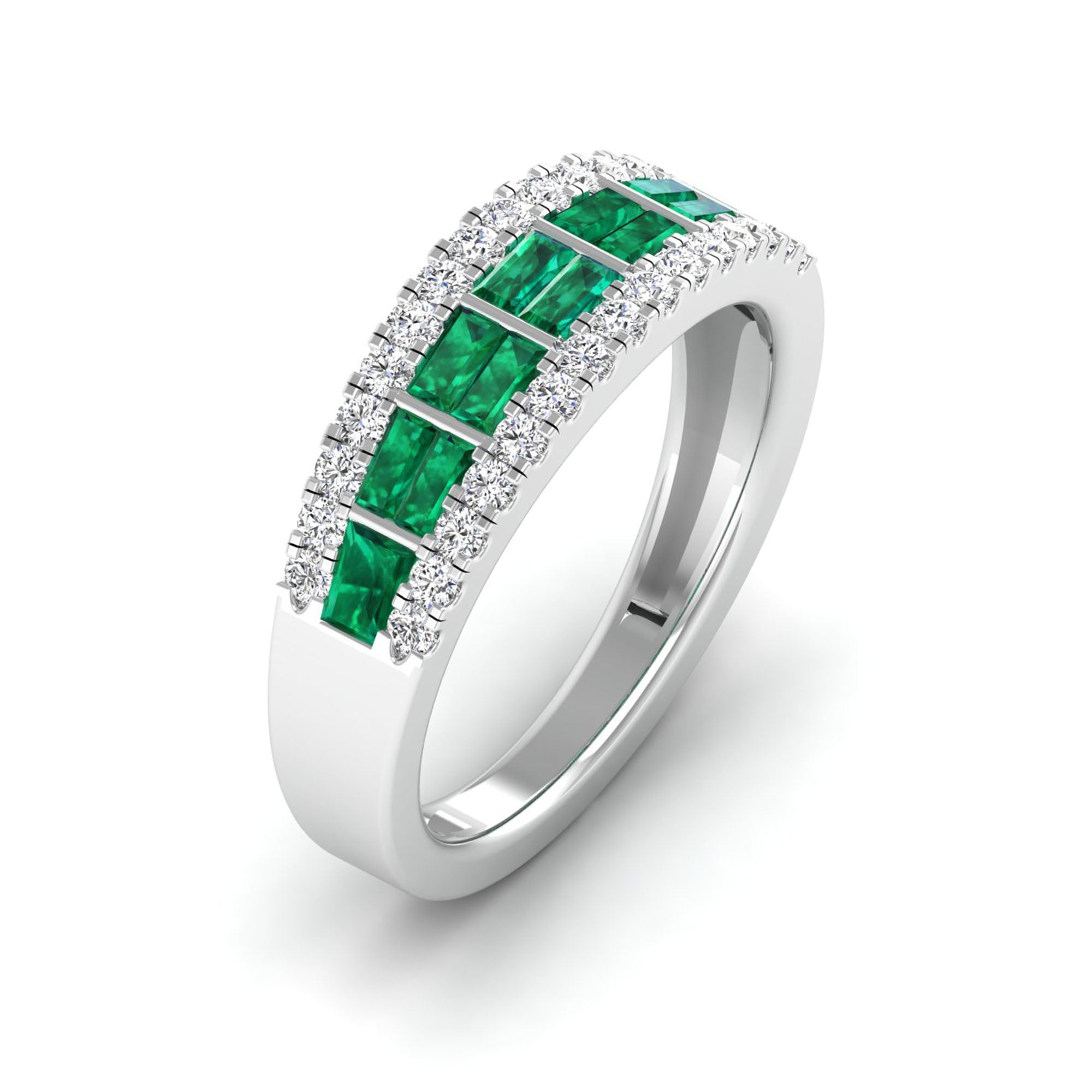 14K White Gold - Emerald