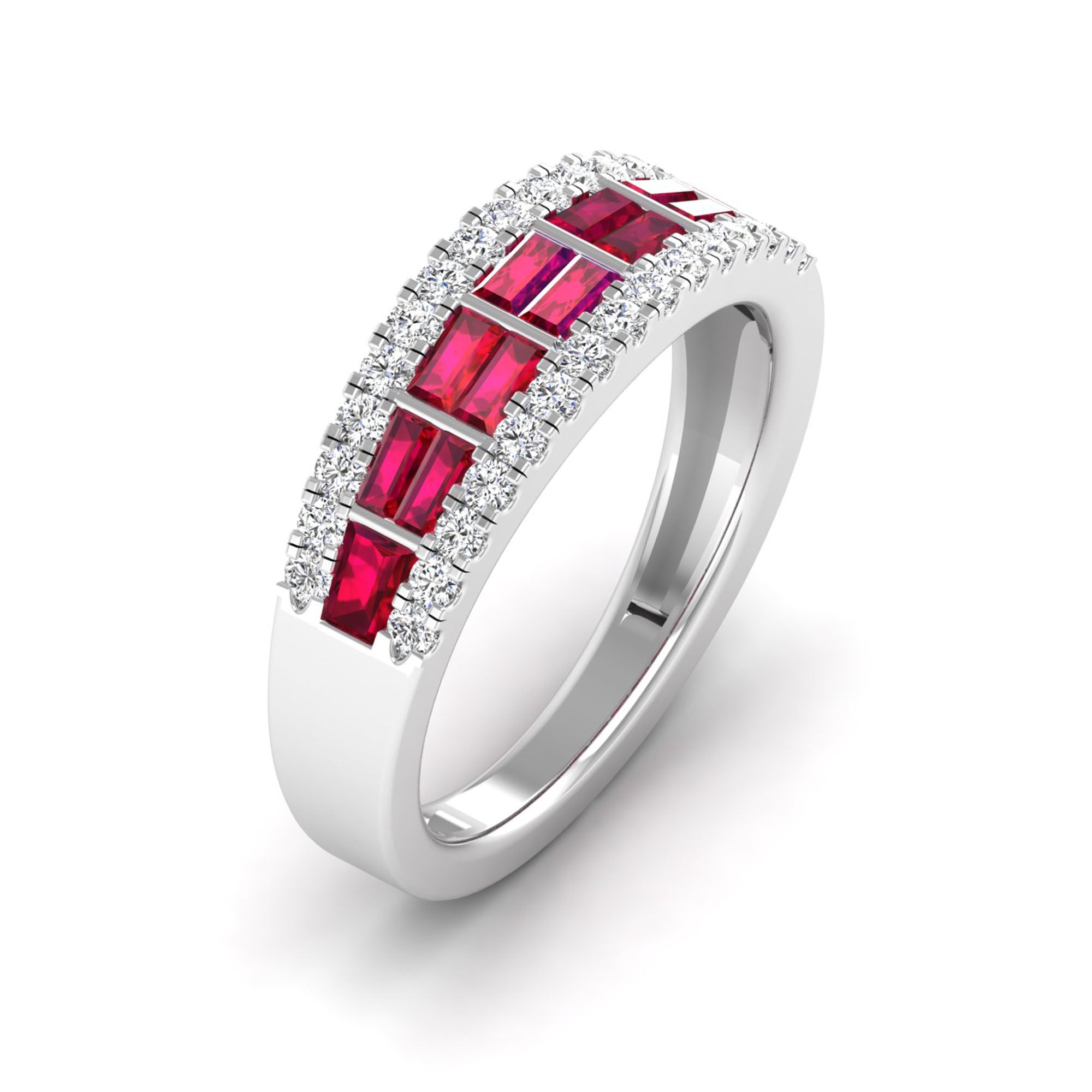 14K White Gold - Ruby