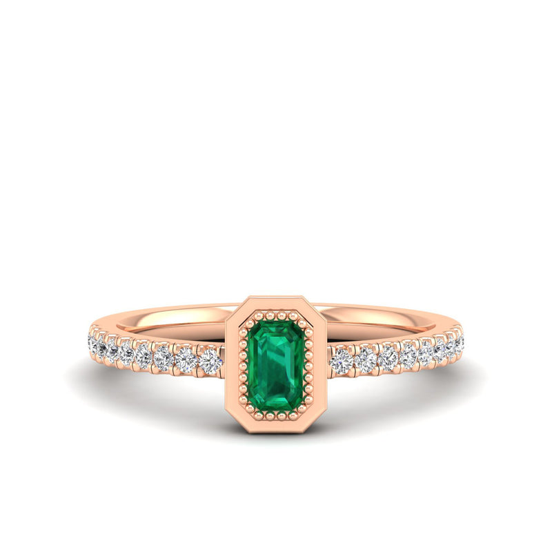 14K Rose Gold - Emerald