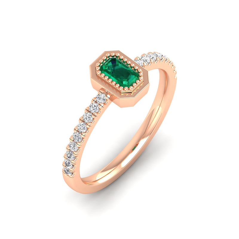 14K Rose Gold - Emerald