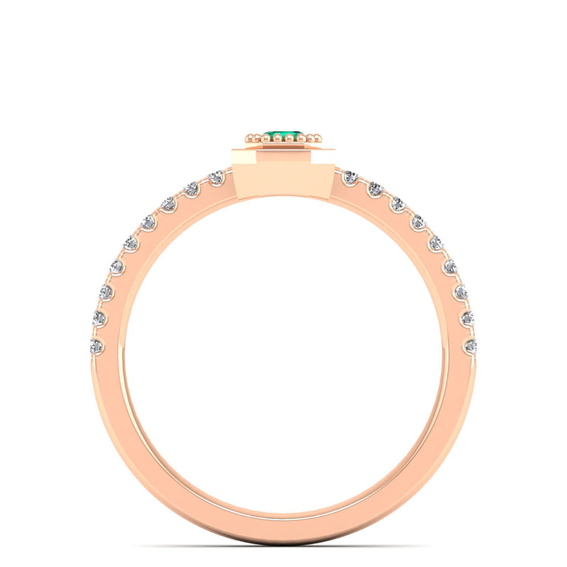 14K Rose Gold - Emerald