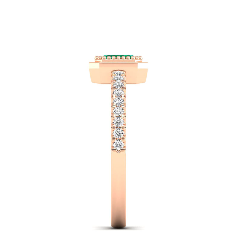 14K Rose Gold - Emerald