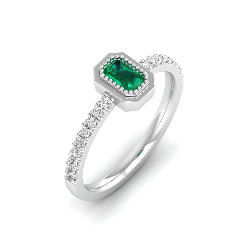 14K White Gold - Emerald
