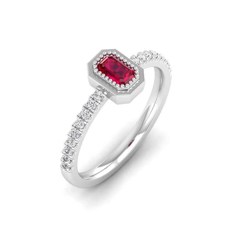14K White Gold - Ruby
