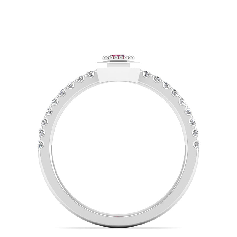 14K White Gold - Ruby
