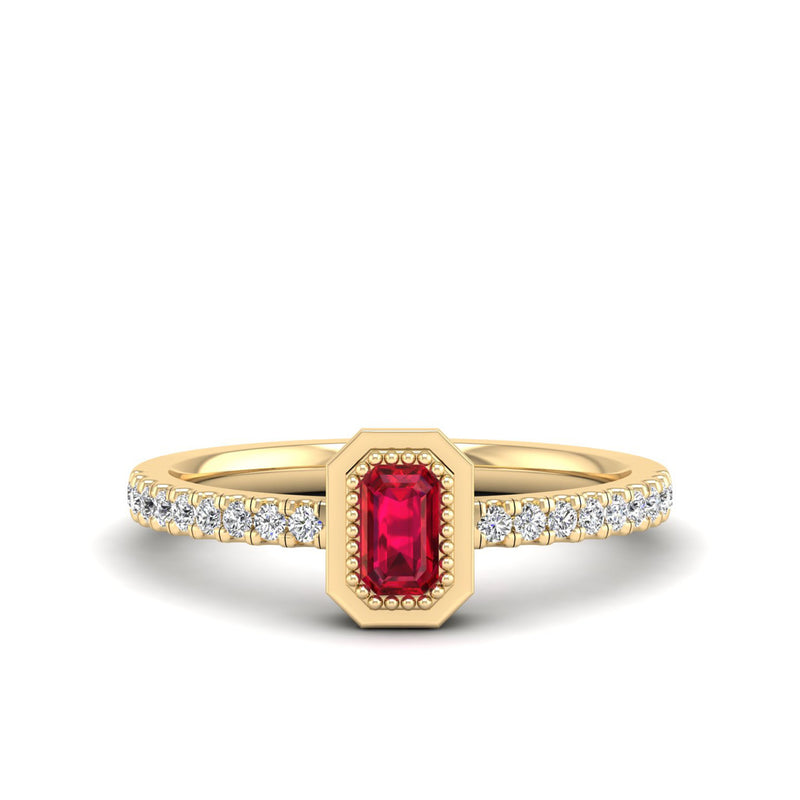 14K Yellow Gold - Ruby