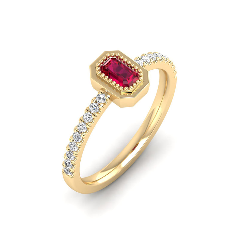 14K Yellow Gold - Ruby