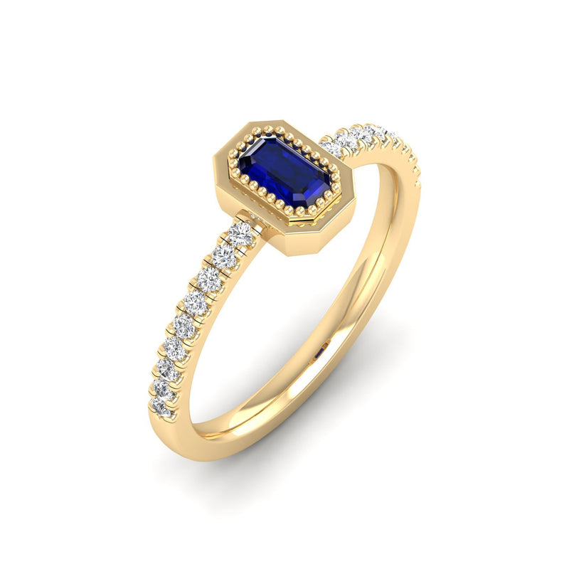 14K Yellow Gold - Sapphire