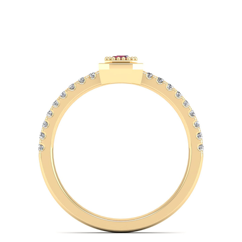 14K Yellow Gold - Ruby