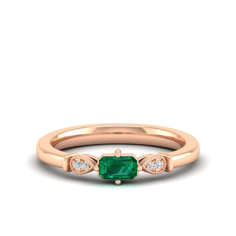 14K Rose Gold - Emerald