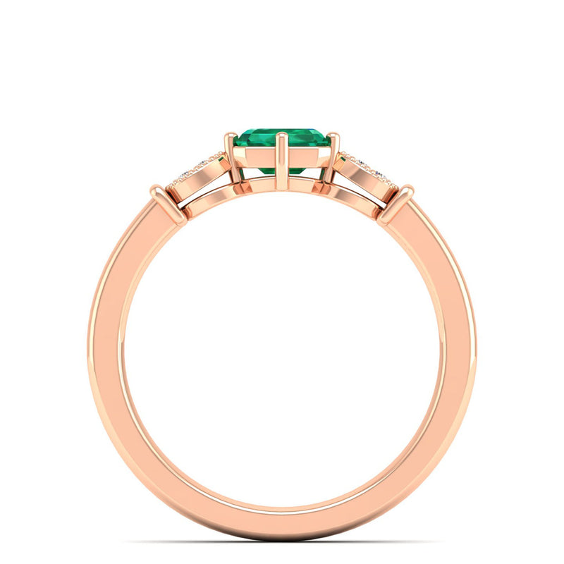 14K Rose Gold - Emerald