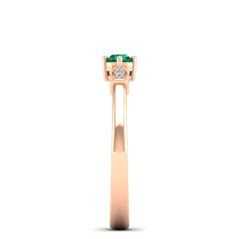 14K Rose Gold - Emerald