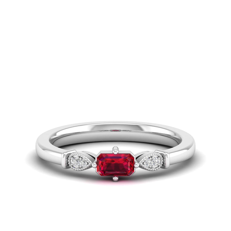 14K White Gold - Ruby