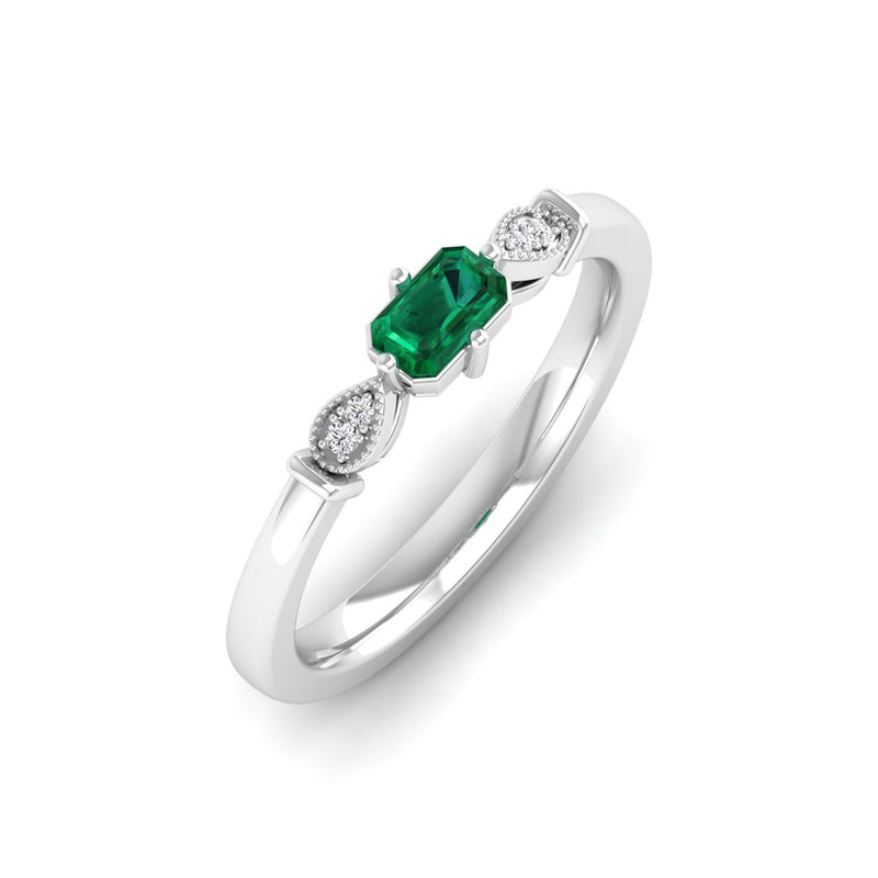 14K White Gold - Emerald