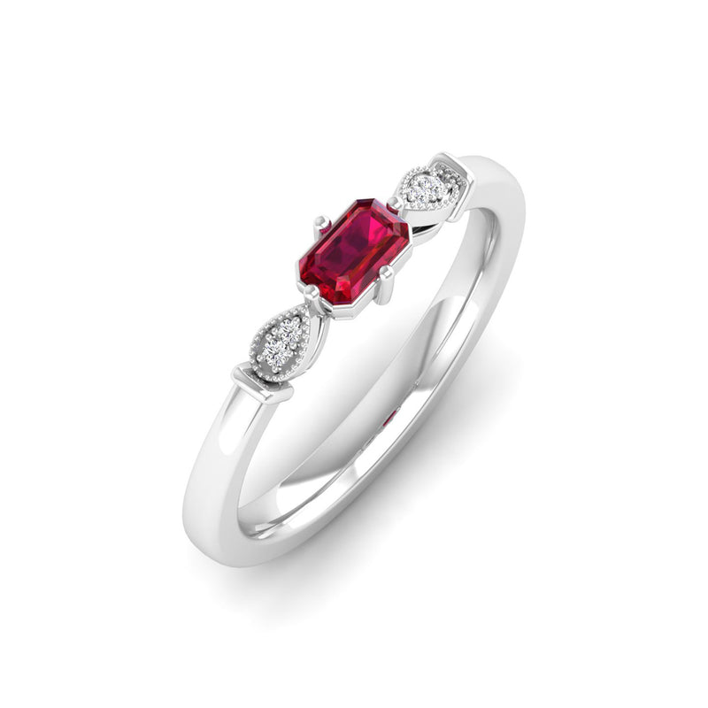 14K White Gold - Ruby