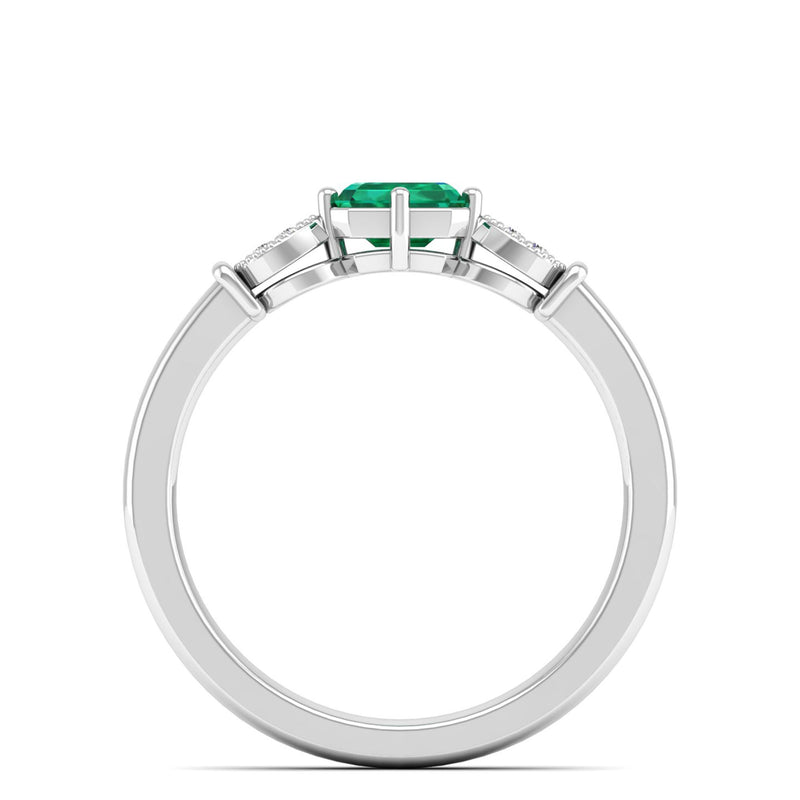 14K White Gold - Emerald