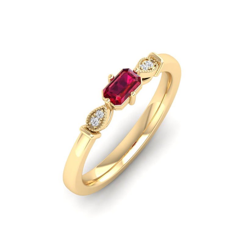 14K Yellow Gold - Ruby