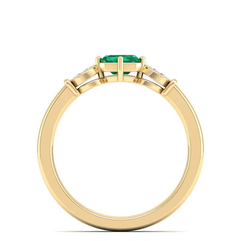 14K Yellow Gold - Emerald
