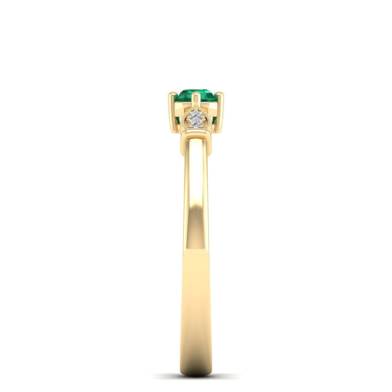 14K Yellow Gold - Emerald