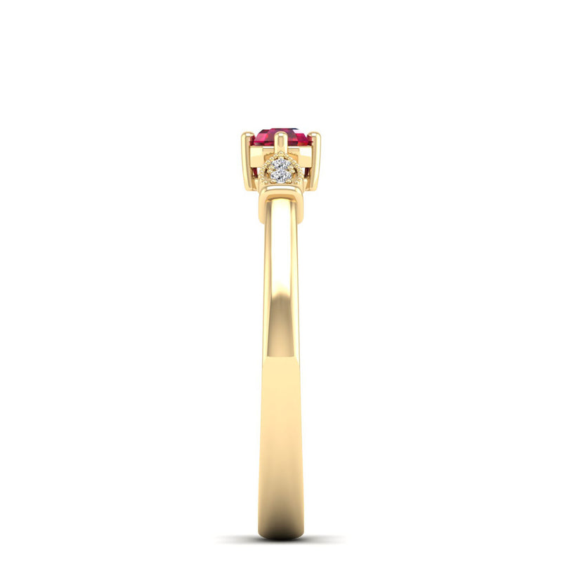 14K Yellow Gold - Ruby