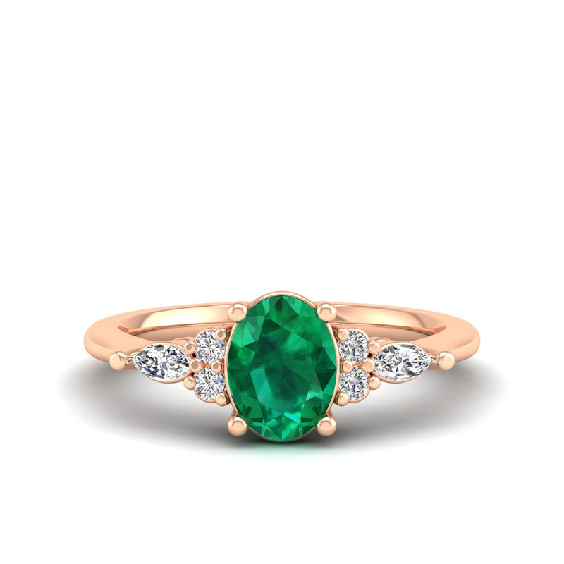 14K Rose Gold - Emerald