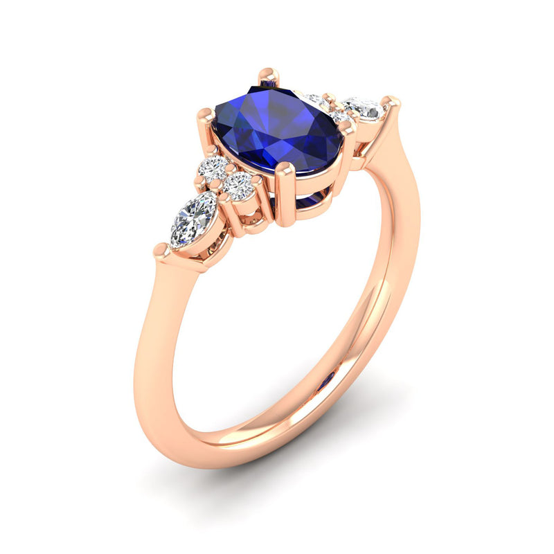 14K Rose Gold - Sapphire