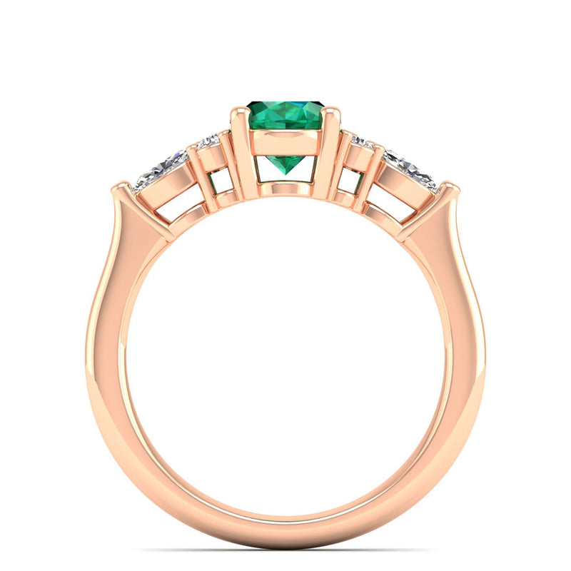 14K Rose Gold - Emerald