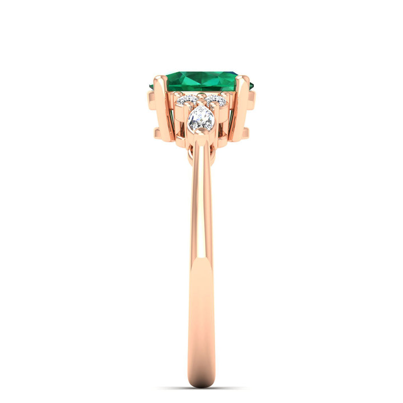 14K Rose Gold - Emerald