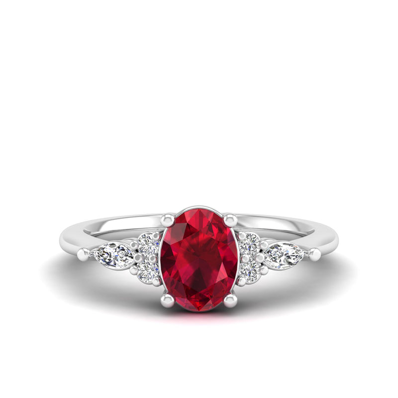 14K White Gold - Ruby