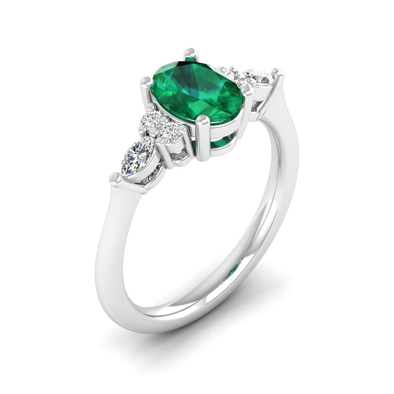 14K White Gold - Emerald