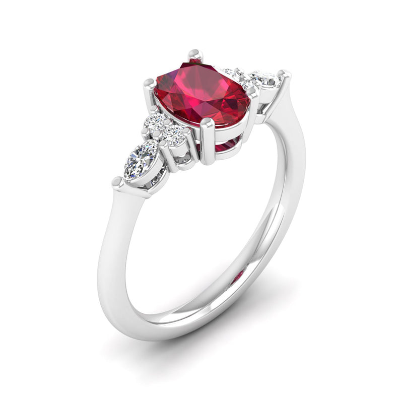 14K White Gold - Ruby