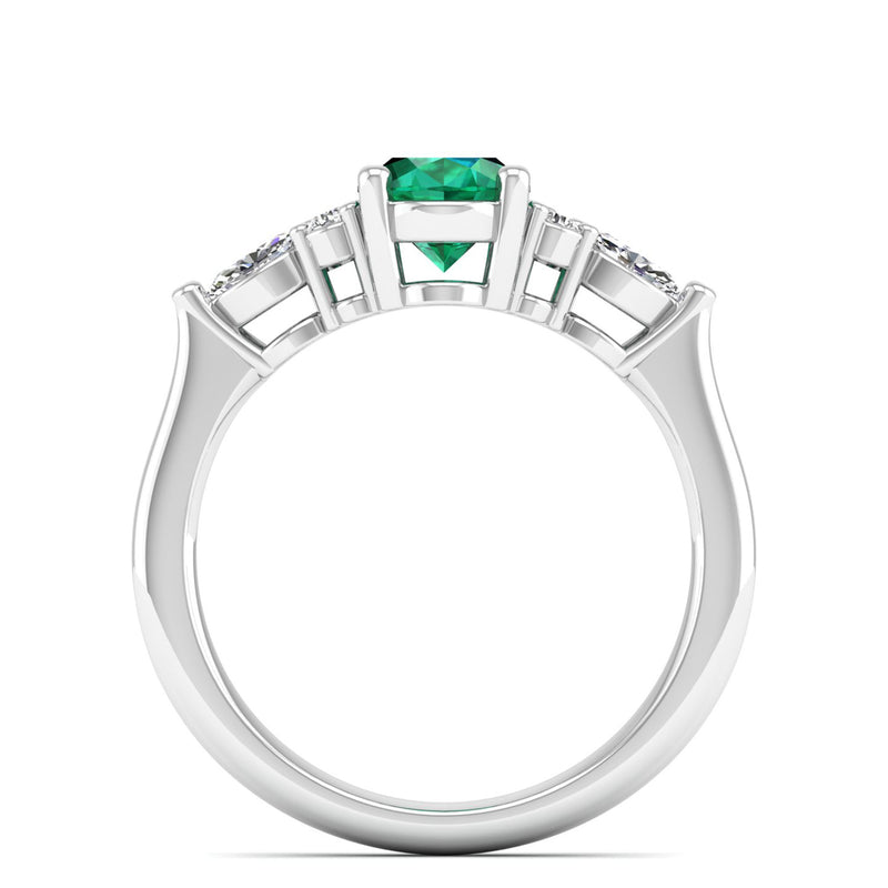 14K White Gold - Emerald