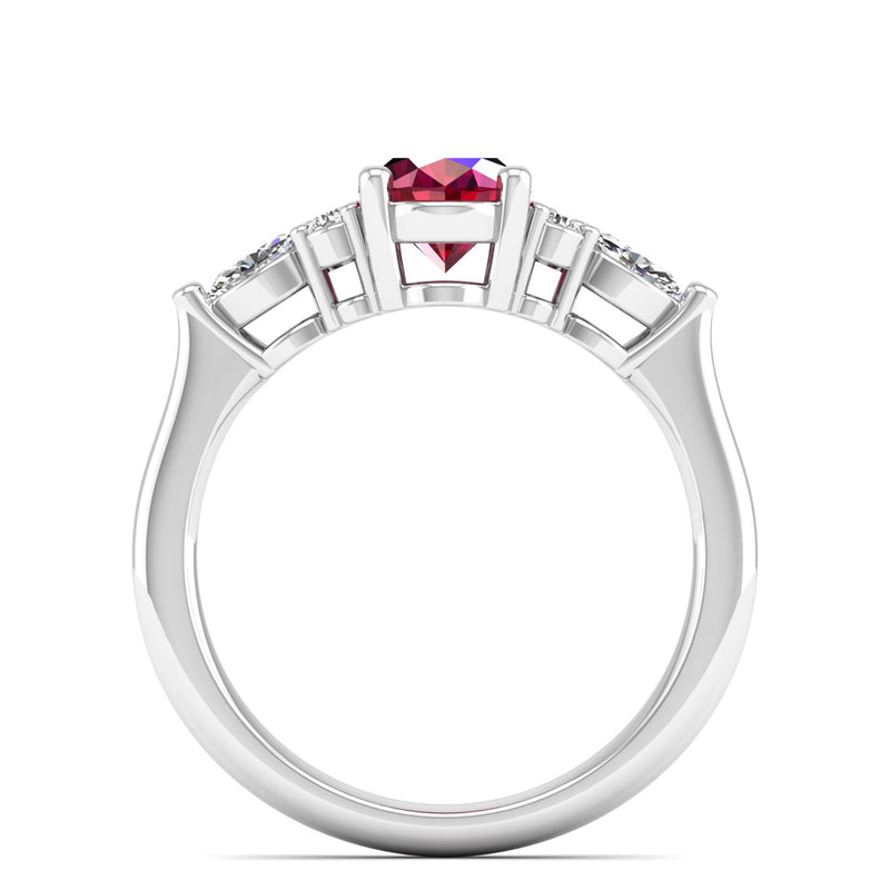 14K White Gold - Ruby