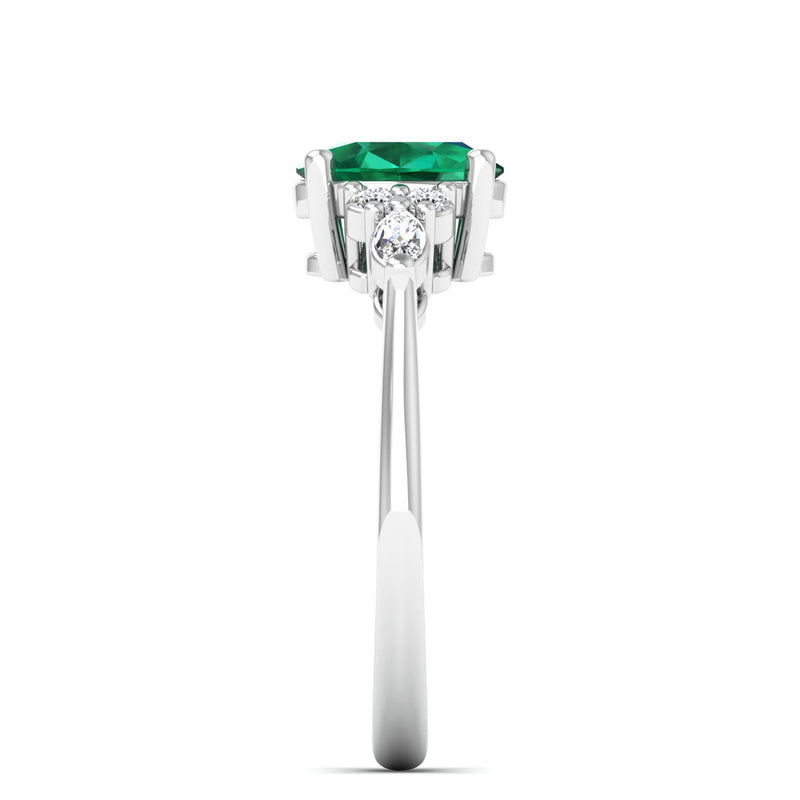 14K White Gold - Emerald